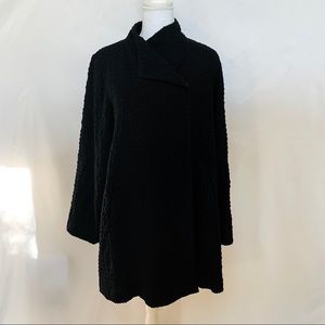 Eileen Fisher Wool Blend Black Button  Coat